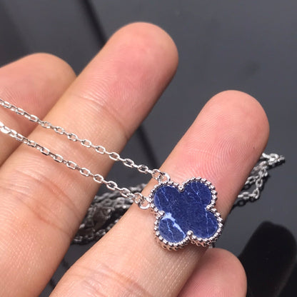 [Panda Jewelry]CLOVER PIETERSITE SILVER LONG NECKLACE