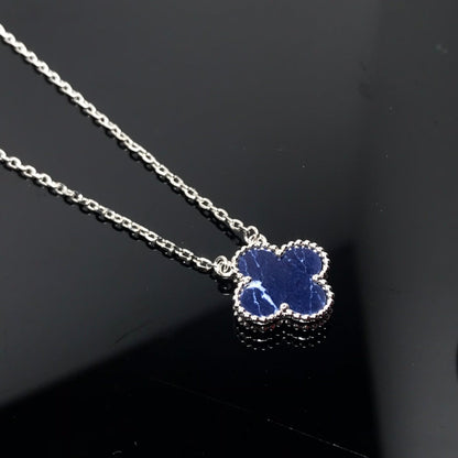 [Panda Jewelry]CLOVER PIETERSITE SILVER LONG NECKLACE