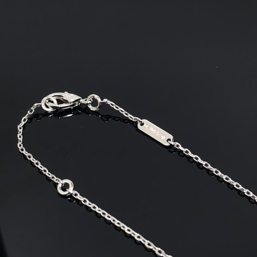 [Panda Jewelry]CLOVER PIETERSITE SILVER LONG NECKLACE