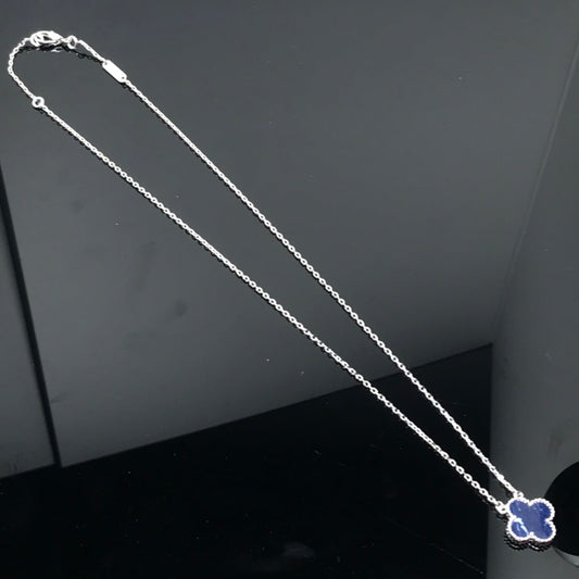 [Panda Jewelry]CLOVER PIETERSITE SILVER LONG NECKLACE