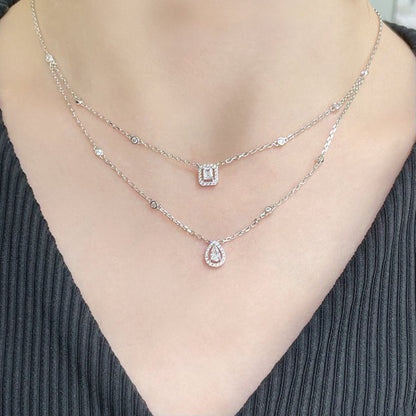 [Panda Jewelry]MY TWIN 2 ROW DIAMOND NECKLACE