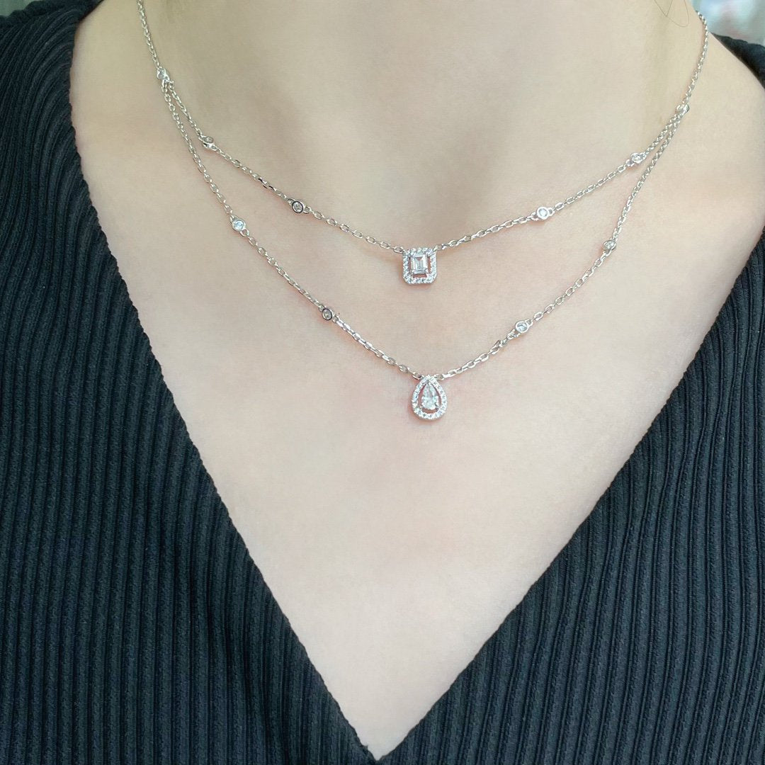 [Panda Jewelry]MY TWIN 2 ROW DIAMOND NECKLACE