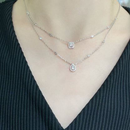 [Panda Jewelry]MY TWIN 2 ROW DIAMOND NECKLACE