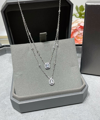 [Panda Jewelry]MY TWIN 2 ROW DIAMOND NECKLACE