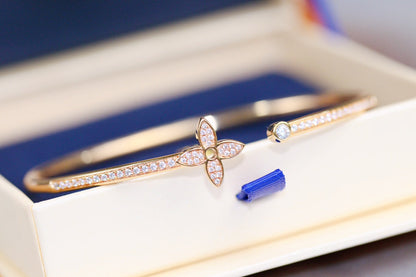 [Panda Jewelry]IDYLLE PINK GOLD OPEN BRACELET DIAMOND PAVED