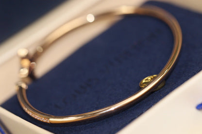 [Panda Jewelry]IDYLLE PINK GOLD OPEN BRACELET DIAMOND PAVED