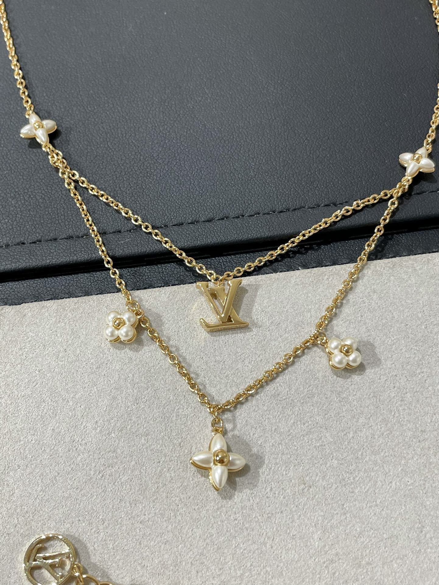 [Panda Jewelry]FLOWERGRAM GOLD MOP DOUBLE ROW NECKLACE