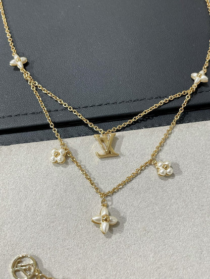 [Panda Jewelry]FLOWERGRAM GOLD MOP DOUBLE ROW NECKLACE
