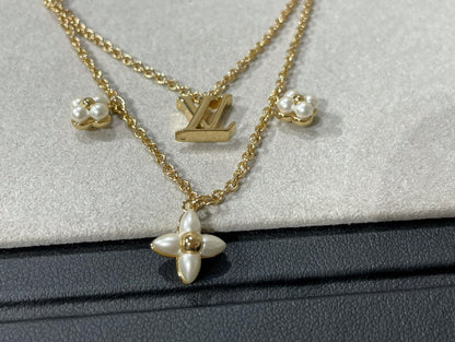 [Panda Jewelry]FLOWERGRAM GOLD MOP DOUBLE ROW NECKLACE