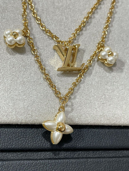 [Panda Jewelry]FLOWERGRAM GOLD MOP DOUBLE ROW NECKLACE