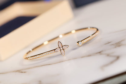 [Panda Jewelry]IDYLLE GOLD OPEN BRACELET DIAMOND PAVED