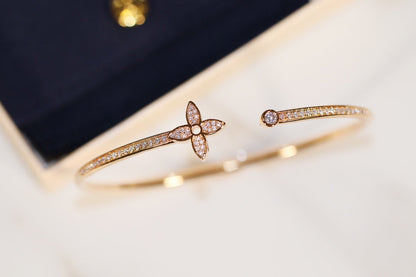 [Panda Jewelry]IDYLLE GOLD OPEN BRACELET DIAMOND PAVED