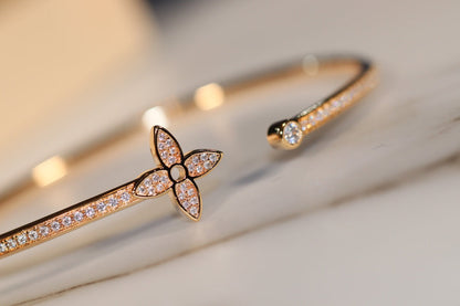 [Panda Jewelry]IDYLLE GOLD OPEN BRACELET DIAMOND PAVED