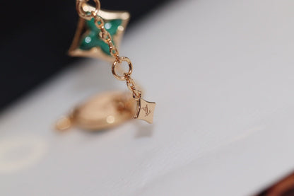 [Panda Jewelry]STAR AND SUN 4 MOTIF PINK GOLD MALACHITE BRACELET