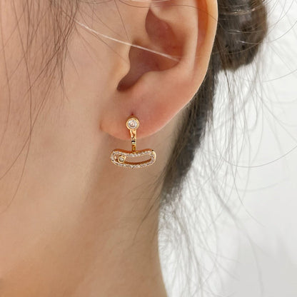 [Panda Jewelry]MOVE UNO PINK GOLD DIAMOND EARRINGS
