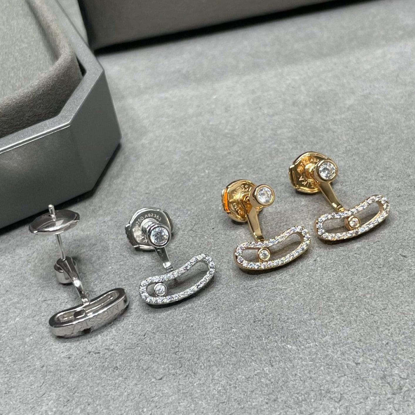 [Panda Jewelry]MOVE UNO PINK GOLD DIAMOND EARRINGS
