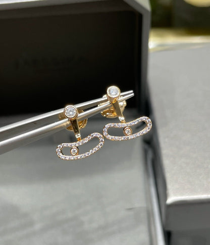 [Panda Jewelry]MOVE UNO PINK GOLD DIAMOND EARRINGS