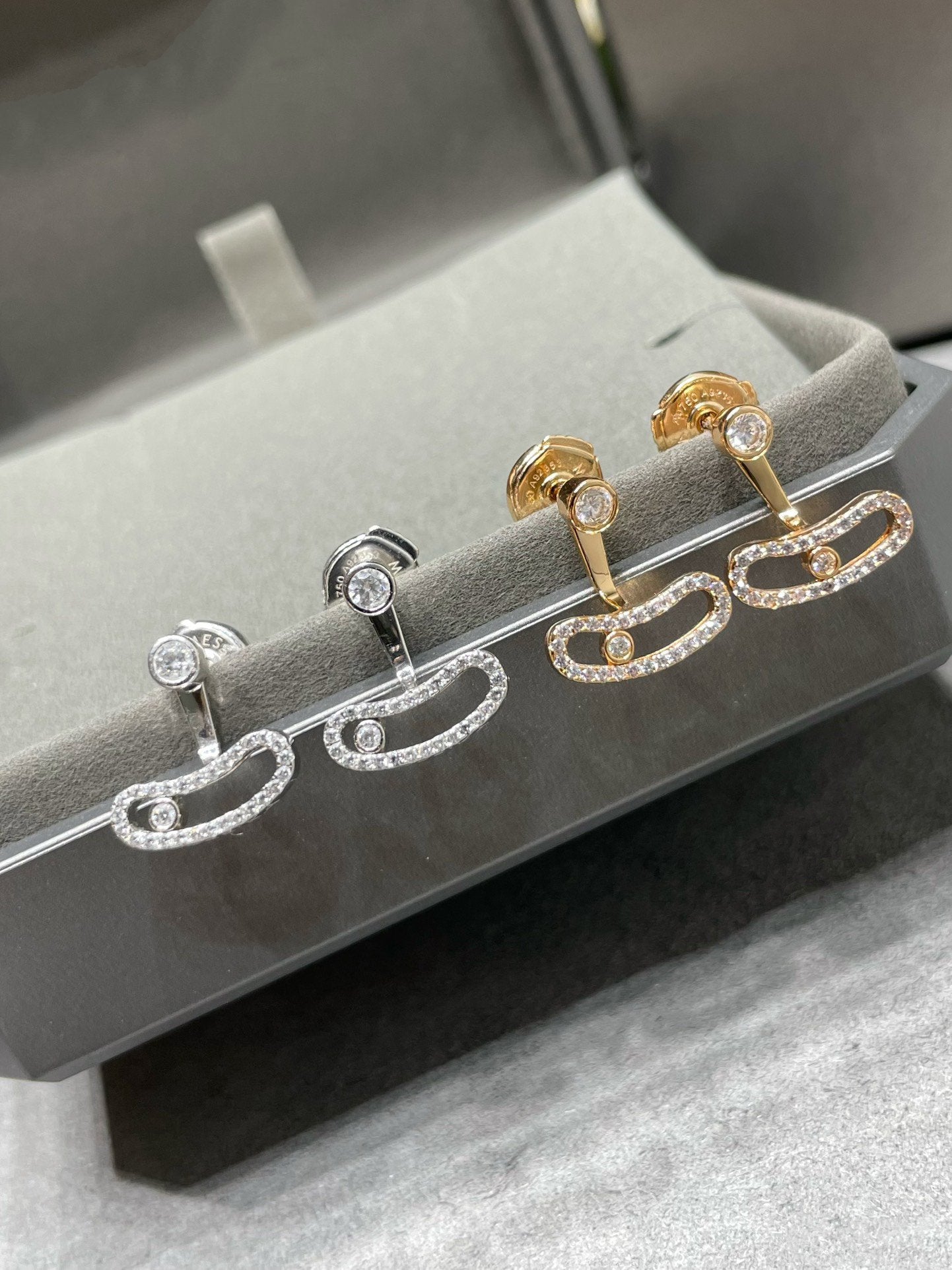 [Panda Jewelry]MOVE UNO PINK GOLD DIAMOND EARRINGS