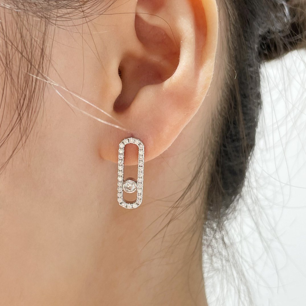 [Panda Jewelry]MOVE UNO STUD DIAMOND PAVED EARRINGS