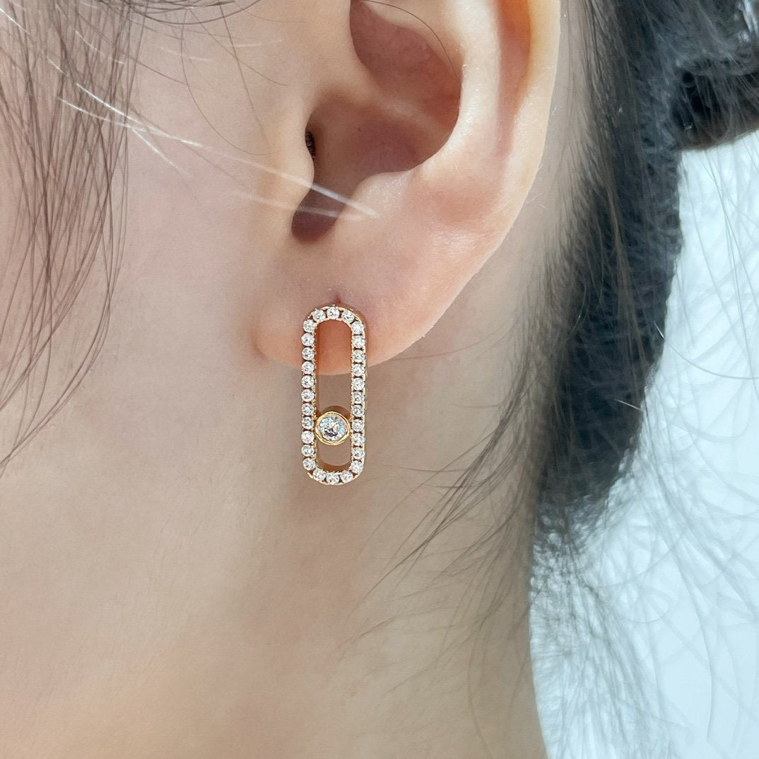 [Panda Jewelry]MOVE UNO STUD DIAMOND PAVED EARRINGS
