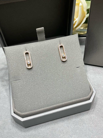 [Panda Jewelry]MOVE UNO STUD DIAMOND PAVED EARRINGS
