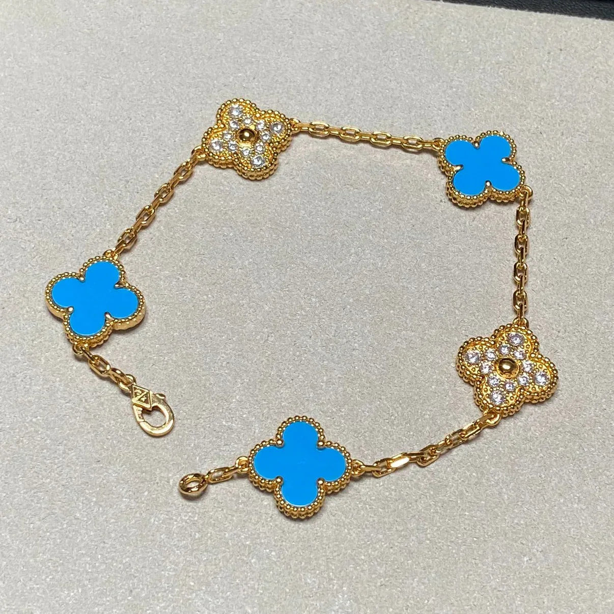 [Panda Jewelry] CLOVER 5 MOTIF BLUE AGATE BRACELET COLLECTION