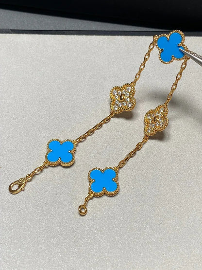 [Panda Jewelry] CLOVER 5 MOTIF BLUE AGATE BRACELET COLLECTION