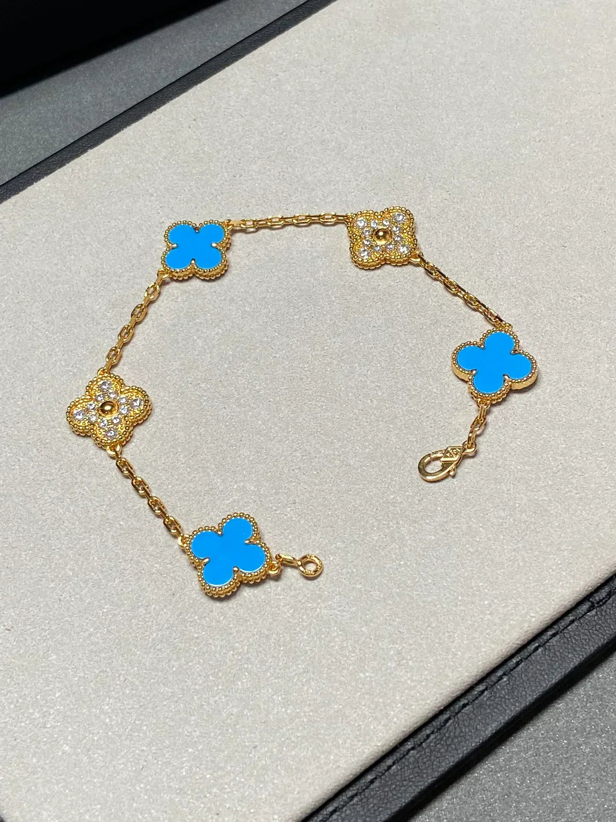 [Panda Jewelry] CLOVER 5 MOTIF BLUE AGATE BRACELET COLLECTION
