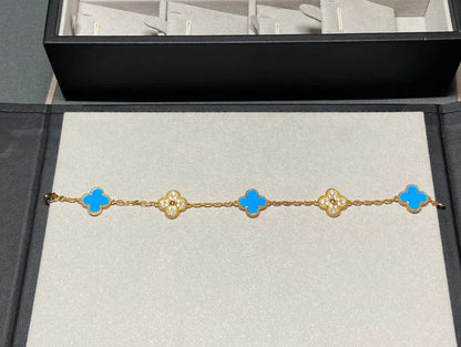 [Panda Jewelry] CLOVER 5 MOTIF BLUE AGATE BRACELET COLLECTION