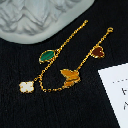 [Panda Jewelry]LUCKY SPRING 5 MOTIF GOLD BRACELET