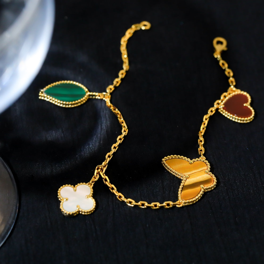 [Panda Jewelry]LUCKY SPRING 5 MOTIF GOLD BRACELET