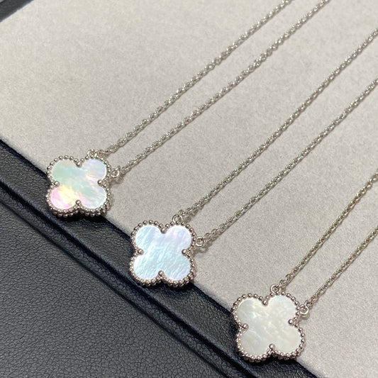 [Panda Jewelry]CLOVER MEDIUM SILVER WHITE MOP NECKLACE