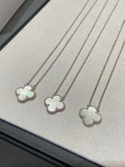 [Panda Jewelry]CLOVER MEDIUM SILVER WHITE MOP NECKLACE