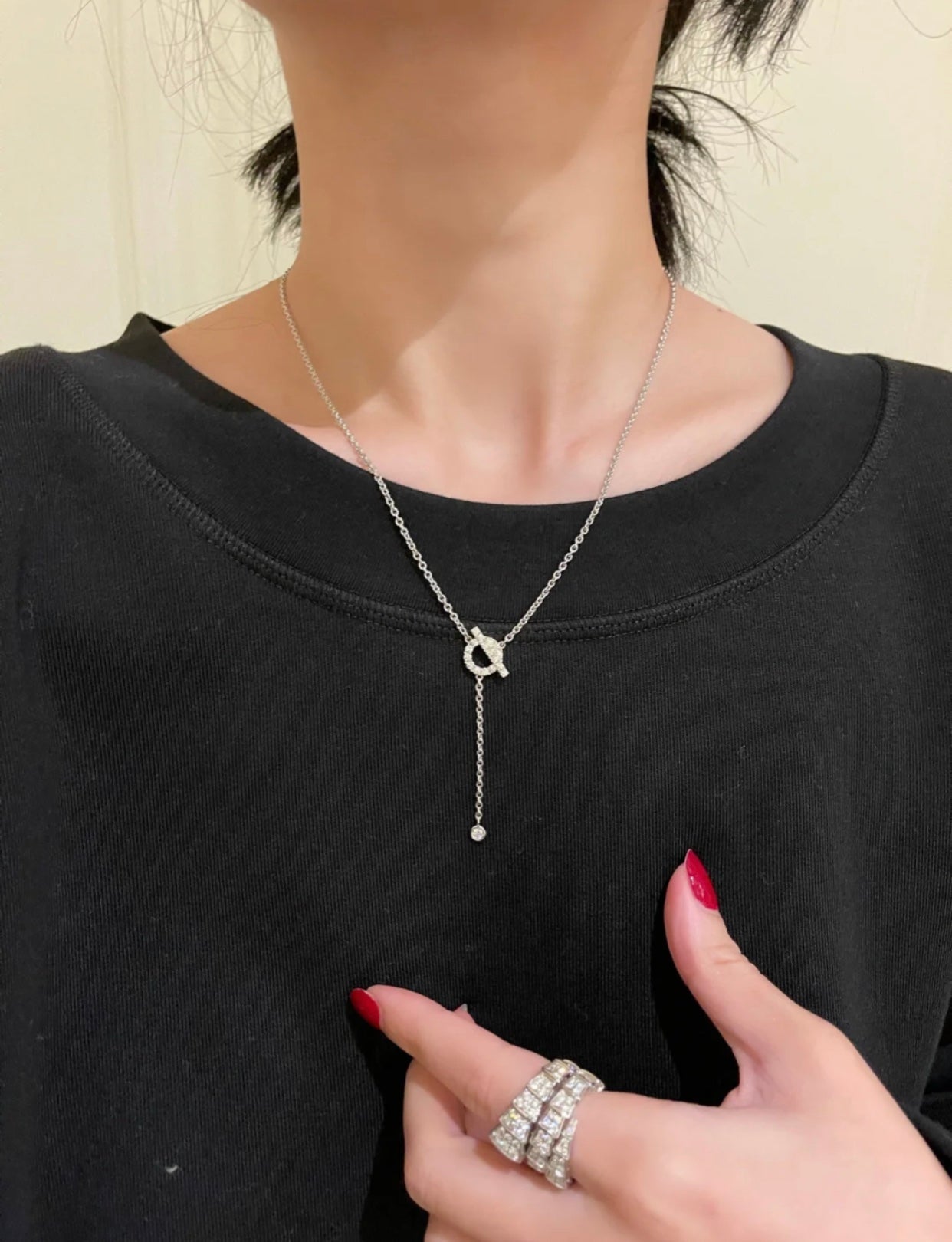 [Panda Jewelry]FINESSE SILVER DIAMOND NECKLACE
