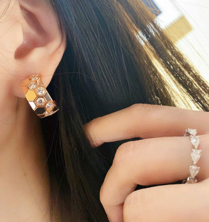 [Panda Jewelry]BEE LOVE DIAMOND HOOP EARRINGS