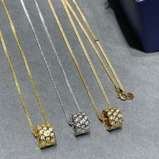 [Panda Jewelry]BEE LOVE DIAMOND PAVED 3 ROW NECKLACE