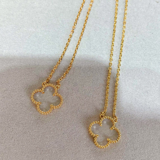 [Panda Jewelry]CLOVER ROCK CRYSTAL ROSE GOLD NECKLACE