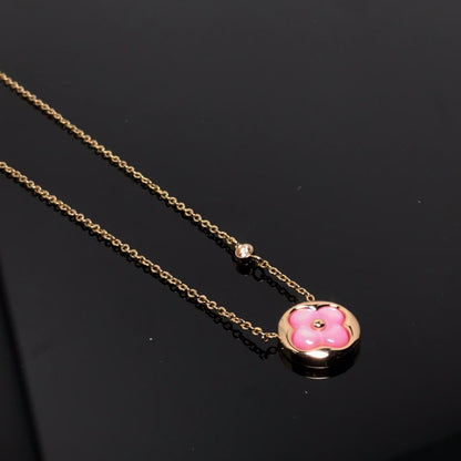 [Panda Jewelry]COLOR BLOSSOM PINK MOP SUN GOLD NECKLACE