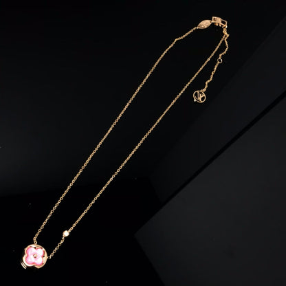 [Panda Jewelry]COLOR BLOSSOM PINK MOP SUN GOLD NECKLACE