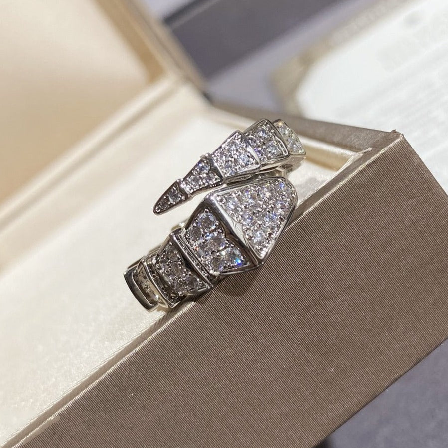[Panda Jewelry]SERPENTI LARGE RING SILVER DIAMOND PAVED
