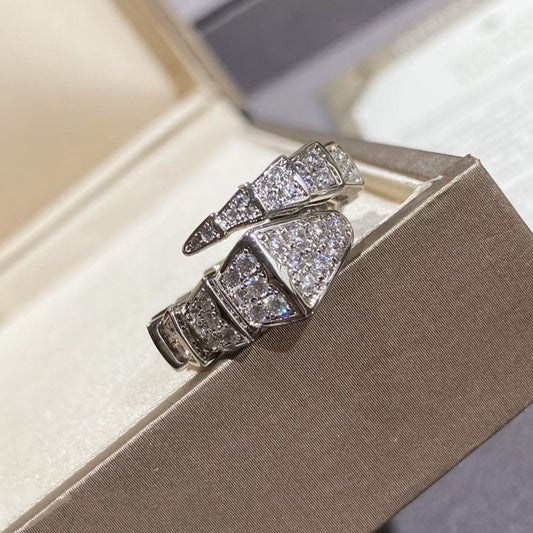 [Panda Jewelry]SERPENTI LARGE RING SILVER DIAMOND PAVED