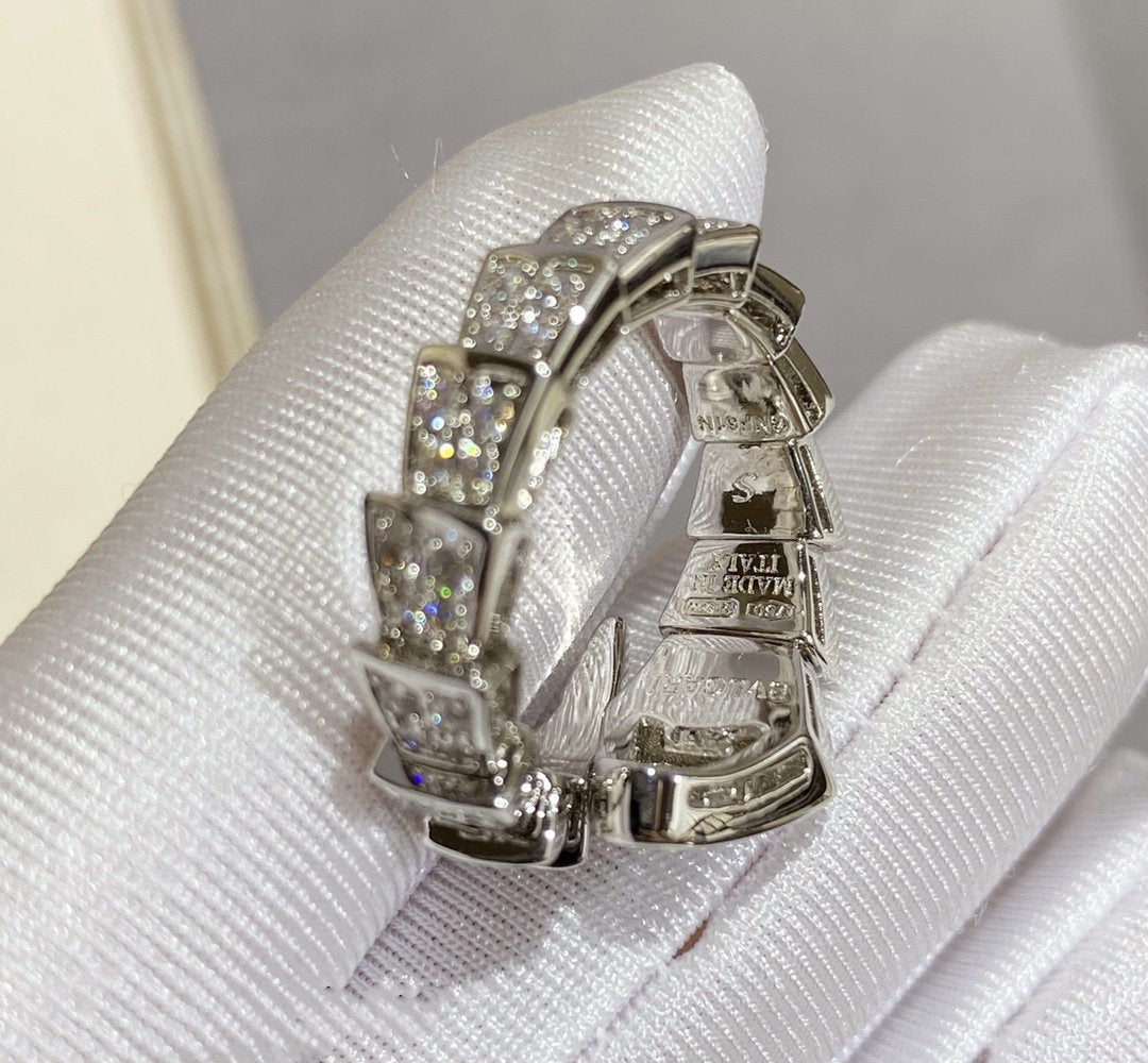 [Panda Jewelry]SERPENTI LARGE RING SILVER DIAMOND PAVED