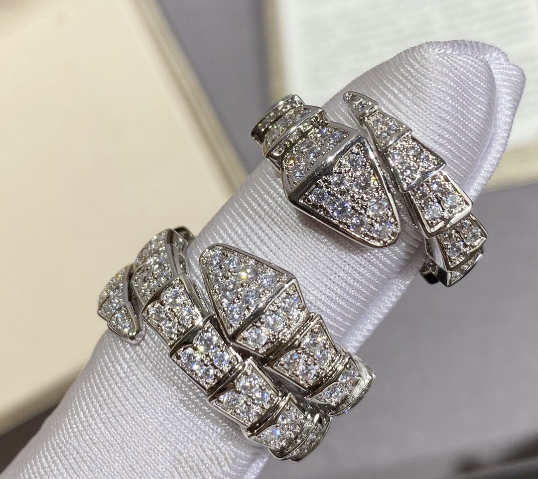 [Panda Jewelry]SERPENTI LARGE RING SILVER DIAMOND PAVED