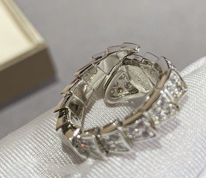 [Panda Jewelry]SERPENTI LARGE RING SILVER DIAMOND PAVED