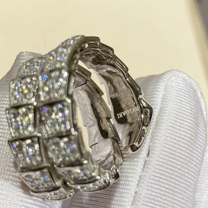 [Panda Jewelry]SERPENTI DOUBLE RING SILVER DIAMOND PAVED