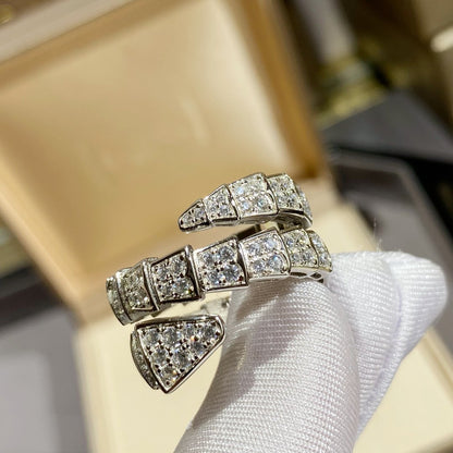 [Panda Jewelry]SERPENTI DOUBLE RING SILVER DIAMOND PAVED