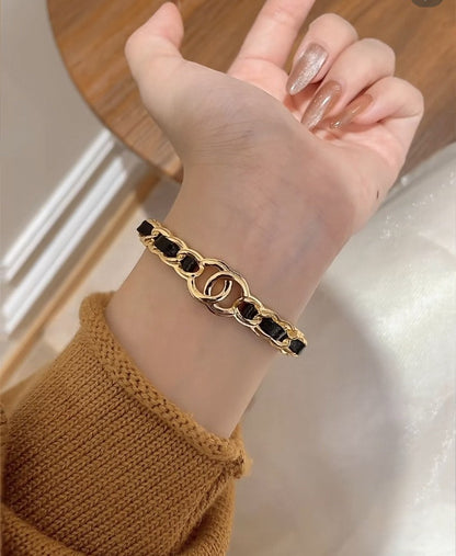 [Panda Jewelry]Double C Open Bangle
