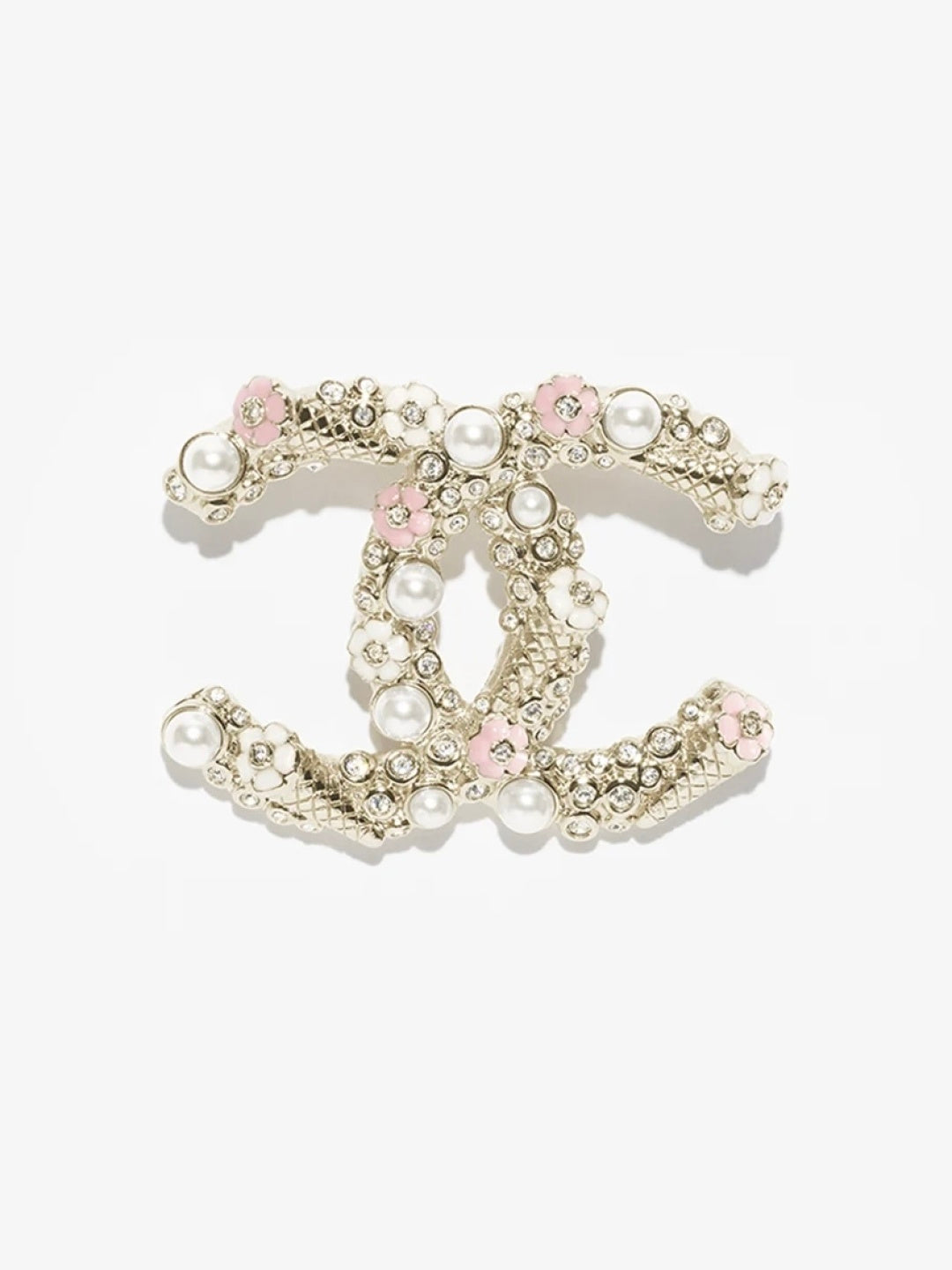 [Panda Jewelry]26C Pink-White Enamel Ice Cream Cone Double C Brooch
