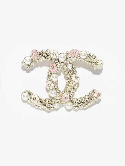 [Panda Jewelry]26C Pink-White Enamel Ice Cream Cone Double C Brooch