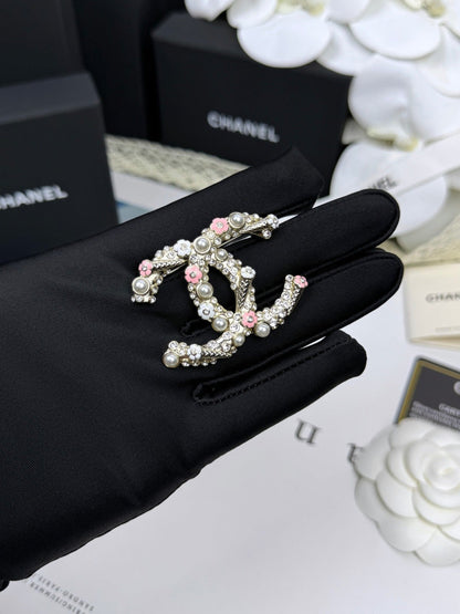 [Panda Jewelry]26C Pink-White Enamel Ice Cream Cone Double C Brooch